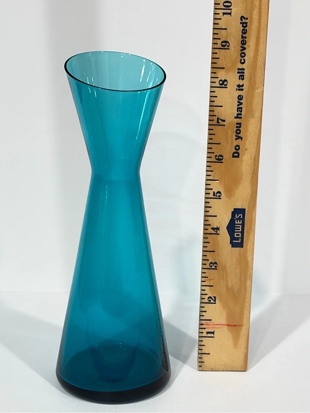 1960s Morgantown #9902 Peacock Blue Slant Top Bud Vase Adams Candle Holder Vtg